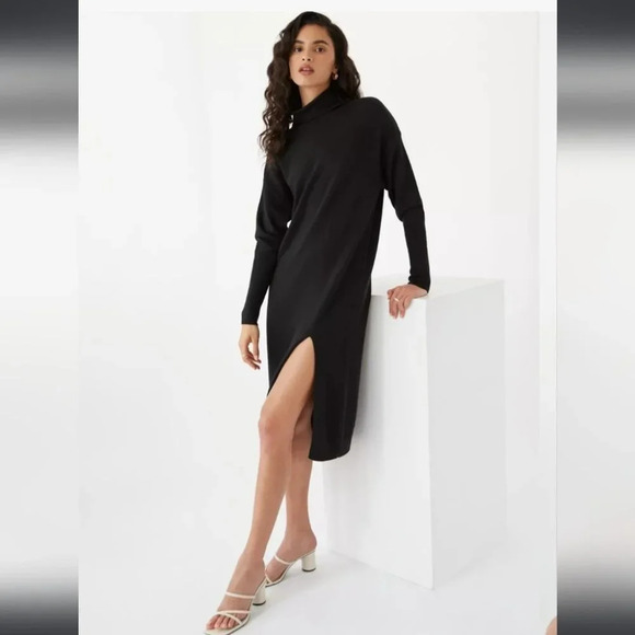 Starluv.ca: Aritzia Wilfred sweater dress wool Cyprie Dress Mock-neck With  Slit Black XS