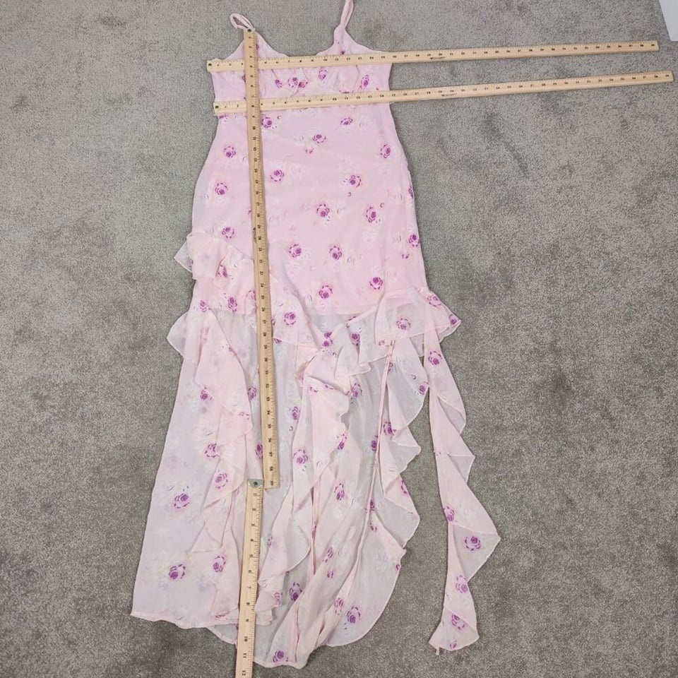 thirty thirty pink dress Thirty Thirty LA Dress Womens Medium Floral Embroidered Mesh Overlay Puff  Sleeve