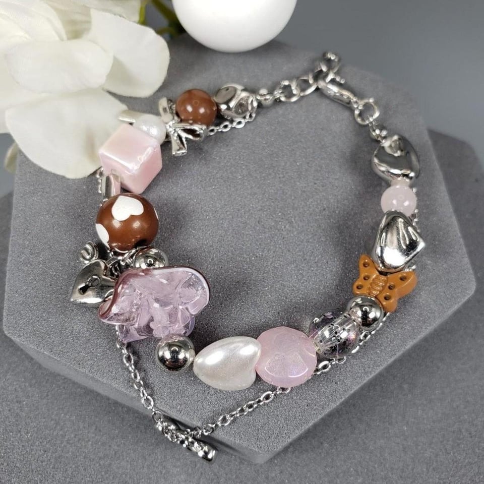 Pink hot sale silver bracelet