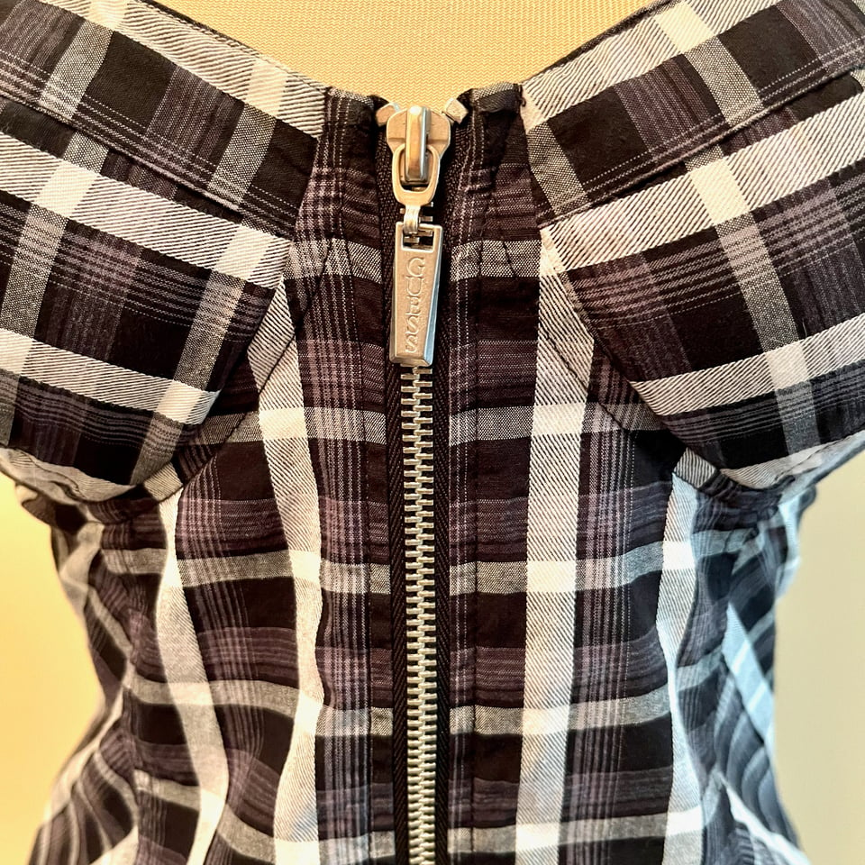  Black & White Plaid Bustier