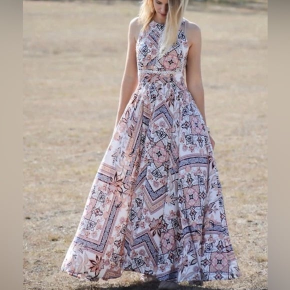Starluv.ca: Anthropologie Abel the Label Charlie Halter Cut out Back Tie Maxi  Dress, Sz xs
